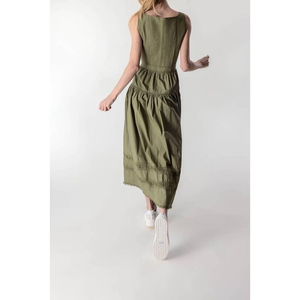 Ulla Johnson Olive Tiered Midi Dress with Sweetheart Bodice - Picture 3 of 7